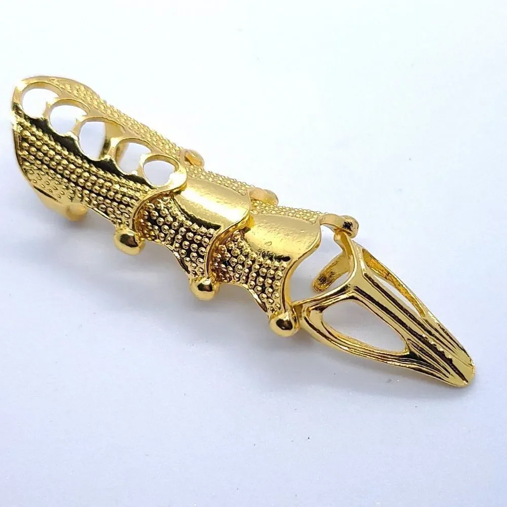 Gold Joint Armor Ring Full Finger Cage Adjustable Talon Claw Steampunk Gothic